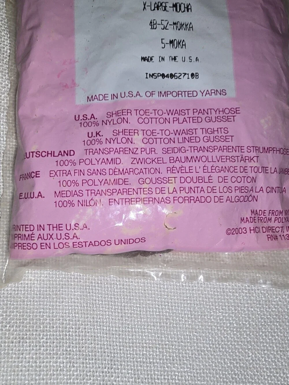 Silkies 080503 Day Sheer Toe to Waist Vintage 2003 XL Mocha Pantyhose NWT
